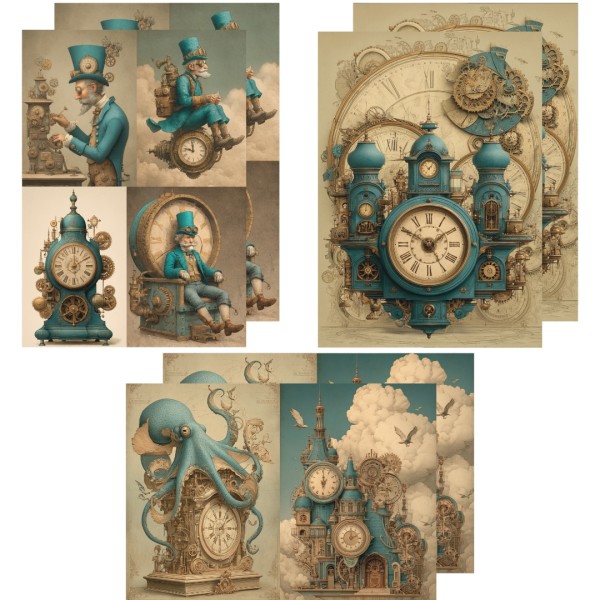 Decoupagepapier Set "Edison/Steampunk" (6 Bogen) LBD524