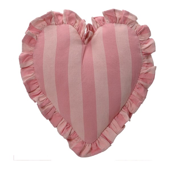 Herz Kissen - Rosa/Beige gestreift 35cm