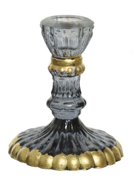 Kerzenhalter "Glas" - 10 cm/schwarz