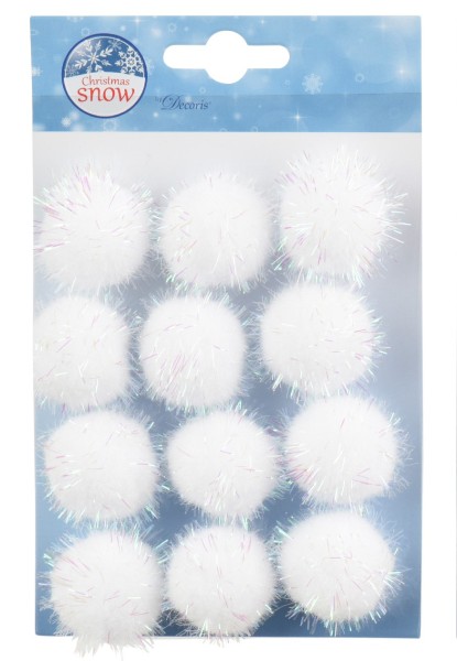 Pompoms mit Lametta (12 Stk.) - 3 cm K470527