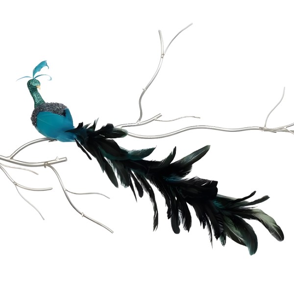 Deko Pfau in Blau 12x56cm inkl. Clip
