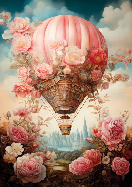 Reispapier "Balloons and Blooms" 3