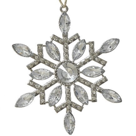 Weihnachtsanhänger Schneeflocke – Silber/Klar – 11,5 cm