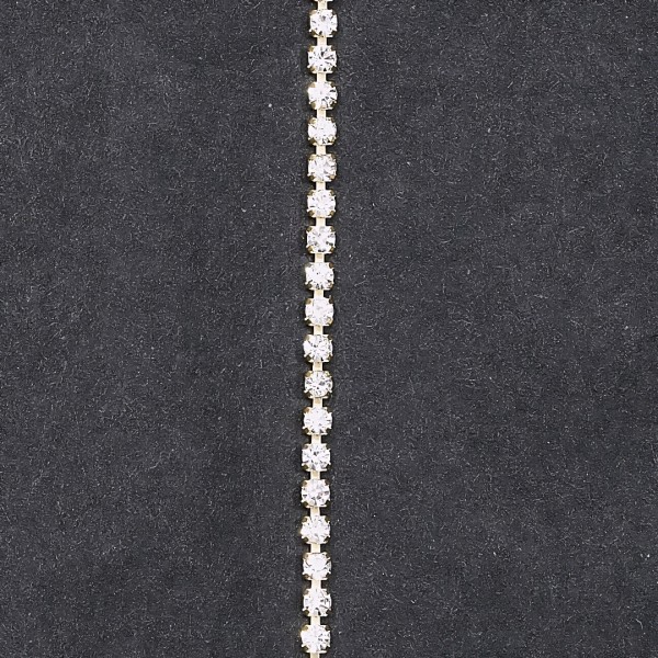 Miniatur Strasskette - Klar/Gold 1,5 Meter - 2,5mm Breit