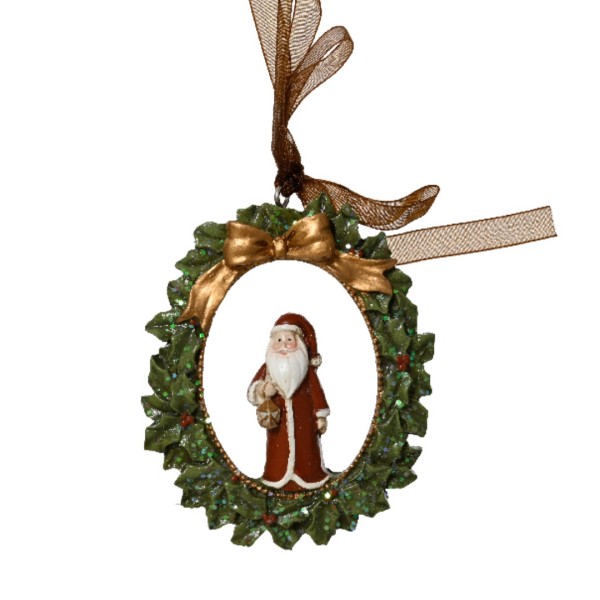 Weihnachtsanhänger mit Weihnachtsmann aus Polyresin – 9 cm K535984-a