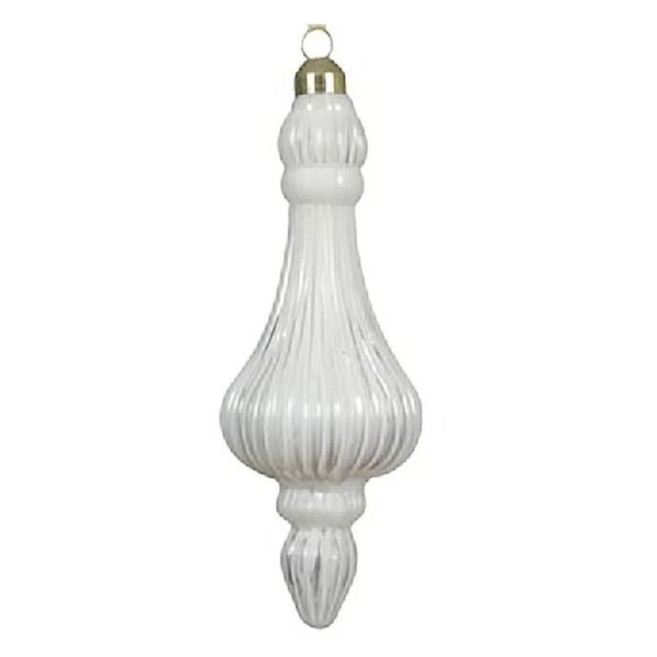 2er Set Weihnachtskugeln Glas 6x17cm - Weiß
