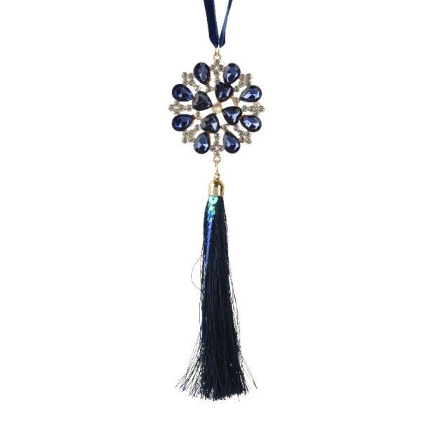 Quaste mit Strass – Blau – 19 cm