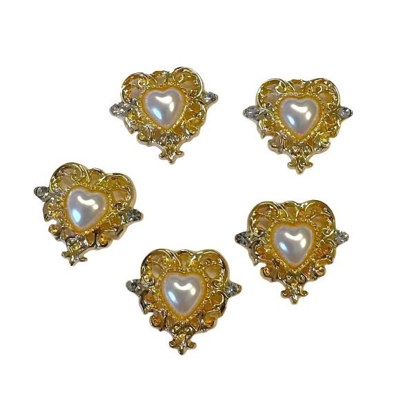 5 Schmuckelemente "Herzen" - Gold
