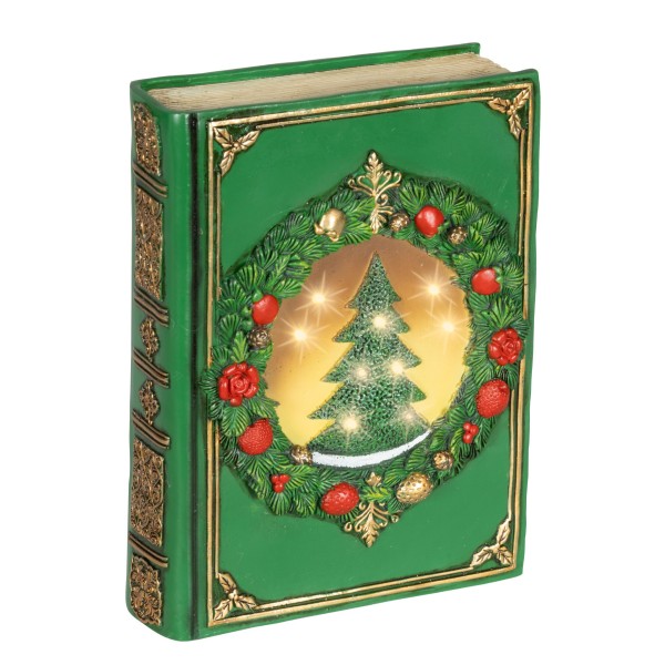 LED Figur mit Timer "Buch mit Tannenbaum" - Grün - 22cm K480877