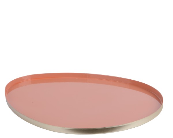 Deko-Teller aus Eisen 30cm - Rosa/Gold K871723