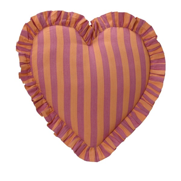 Herz Kissen - Orange/Lila gestreift 35cm