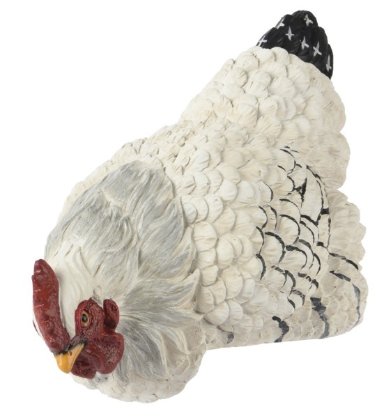 Deko Huhn (pickend) Weiß - 14,5cm K810057-b