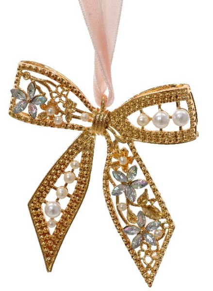 Anhänger mit Strass "Schleife" 7cm – Gold