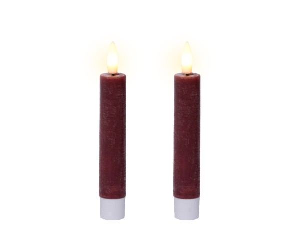 2er Set LED Spitzkerzen aus Wachs – Ochsenblut – 14,5 cm