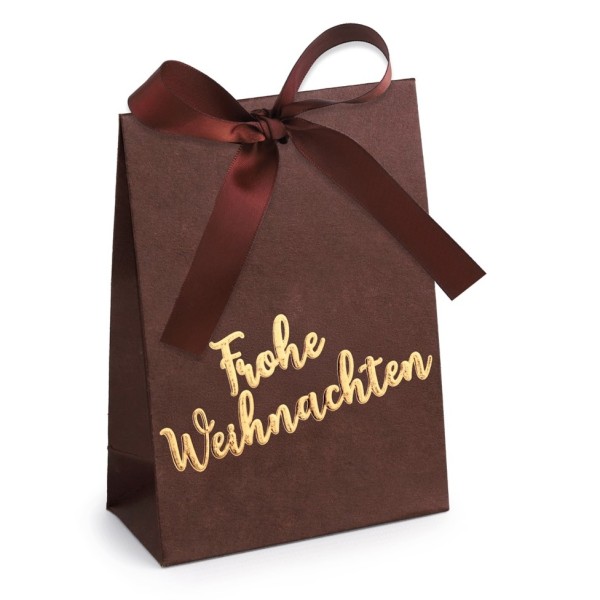Papiertüte "Frohe Weihnachten" 14x10x5cm - Braun V1486B.1410.28