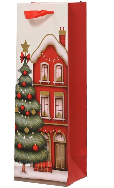 Papiertasche für Flaschen (seiten rot) 36 x 12 x 10 cm K374214a