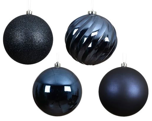 4er Set XXL Weihnachtskugeln 14cm - Blau