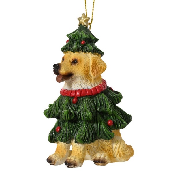 Weihnachtsanhänger Hund im Tannenbaum-Kostüm – Polyresin – 9 cm K537621
