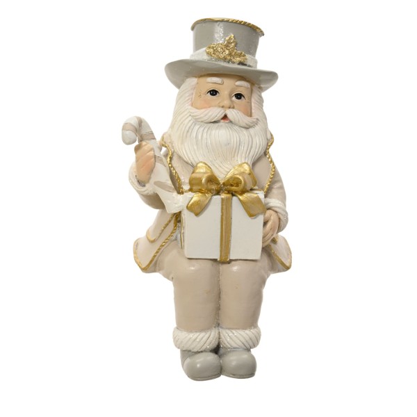 Deko Figur Sitzend "Mann" - Weiß/Gold - 16,5 cm K703599-a