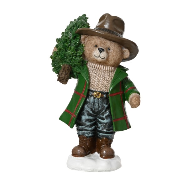 Stehende Teddybär Polyresin 14,5 cm - Grün