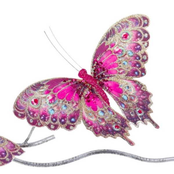 Große Schmetterling mit Strass Pink/Lila GW50004b