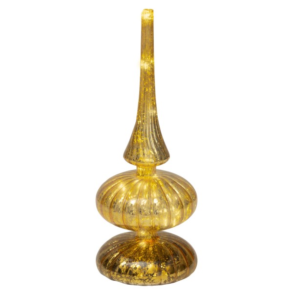Tischdeko mit Micro LEDs aus Glas 23 cm Gold K480365