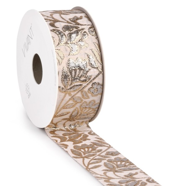 Dekoband "Florande ribbon wired" 5m - Silber/Gold V1983.0570.03A