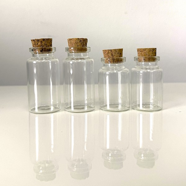 Glasfläschchen mit Korken – 4er Set (2 Größen)