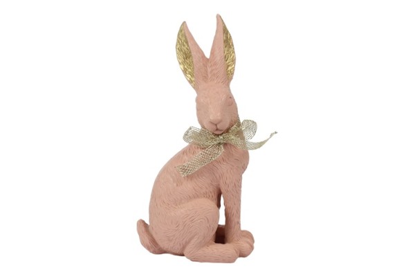 Kleiner Deko-Hase 18,5cm - Gold/Rosa