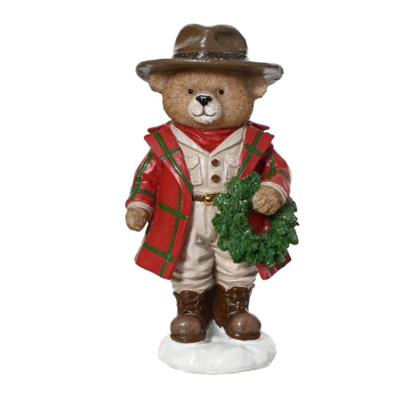 Stehende Teddybär Polyresin 14,5 cm - Rot