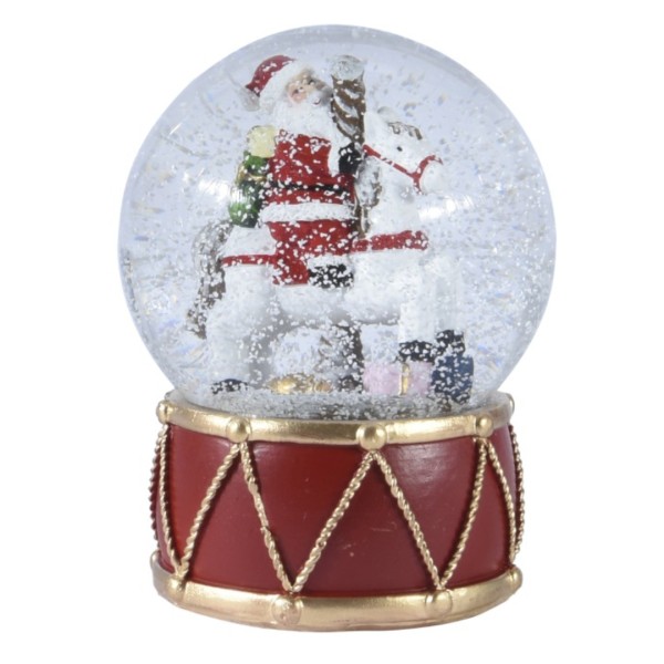 Deko-Schneekugel für Weihnachten "Weihnachtsmann auf Pferd" - 10,2cm