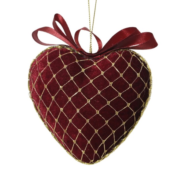 Deko Anhänger/Weihnachtskugel "Herz" - Dunkelrot K451906-c