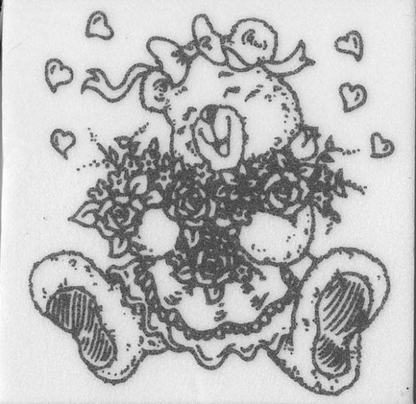 Stempel "Teddy mit Blumen" 2