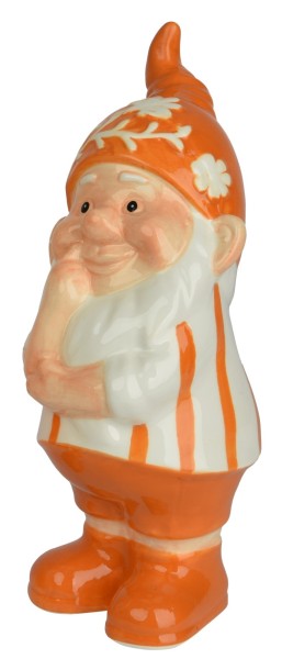 Deko Zwerg aus Porzellan (Nachdenklich) Orange - 25cm K870675-b