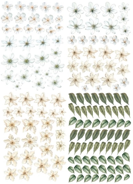 4 Bogen Folienblumen Beige mit Punkten