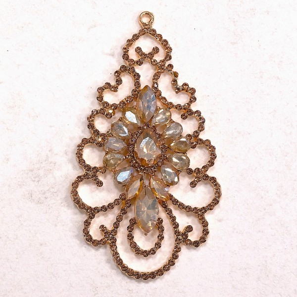Goldenes Ornament mit Strass - 6,5 x 4cm