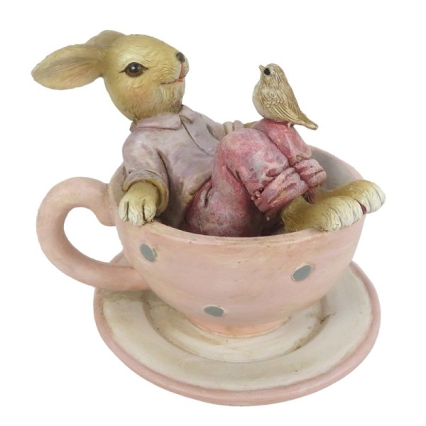 Figur "Hase in rosa Tasse"