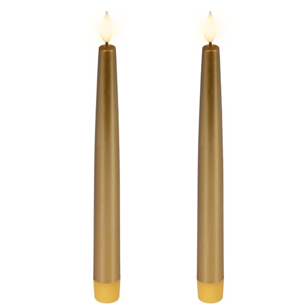 2 LED Kerzen, Wachs, 24,5 cm Gold K480531
