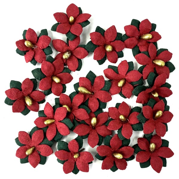 Handgemachte Weihnachtspapierblumen "Poinsettia - Jace" (20 Stk.) CR109545