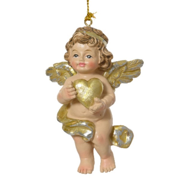 Engel mit großem Herz – Gold – 8 cm