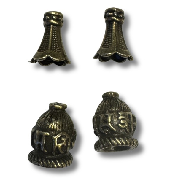 4er Set Quastenkappen aus Messing (2 versch. Designs) - Set 3
