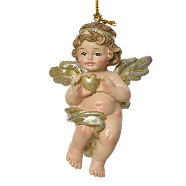 Engel mit kleinem Herz – Gold – 8 cm