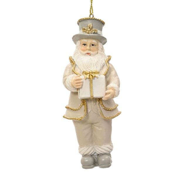 Deko Figur "Mann mit Geschenk" - Weiß/ Gold - 11 cm K703600-a