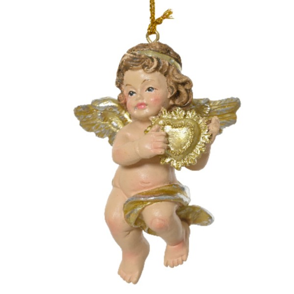 Engel mit Herz rechts – Gold – 8 cm