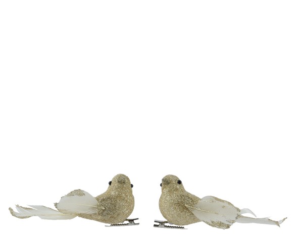 Vogel-Set aus Schaumstoff – Champagne Gold – 11 cm (2 Stück)