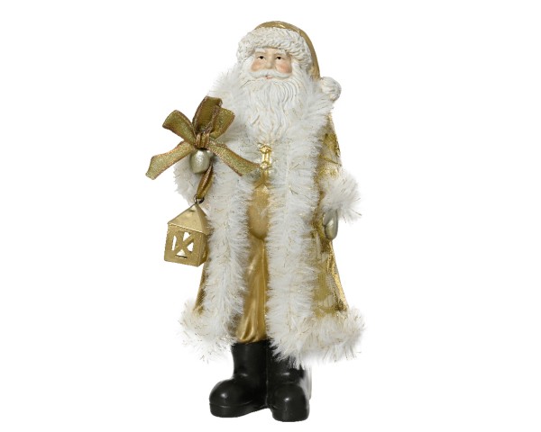 Weihnachtsmann aus Polyresin – Gold – 20 cm