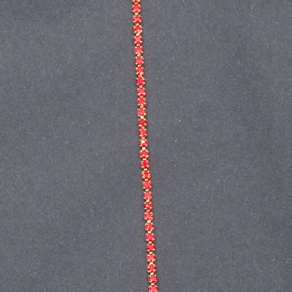Miniatur Strasskette - Rot 1,5 Meter - 1,5mm Breit