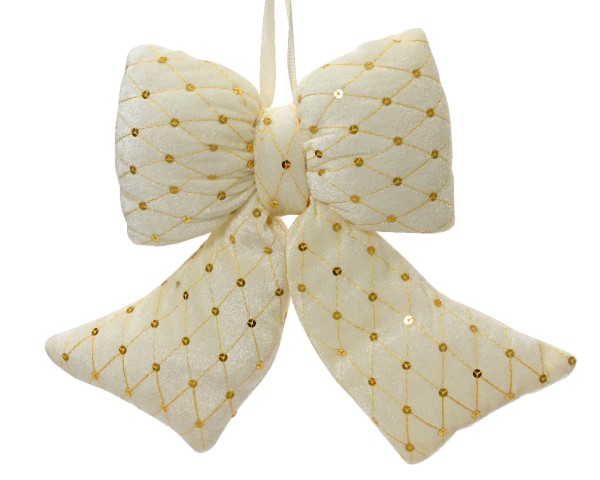 Dekoschleife aus Polyester-Samt – Ivory – 21 × 20 cm